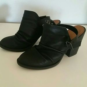 Black, open back, boot w/heel